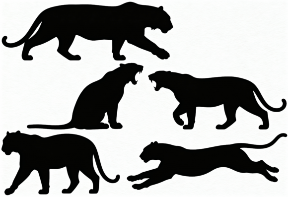Big Cat Silhouettes Vector Pack