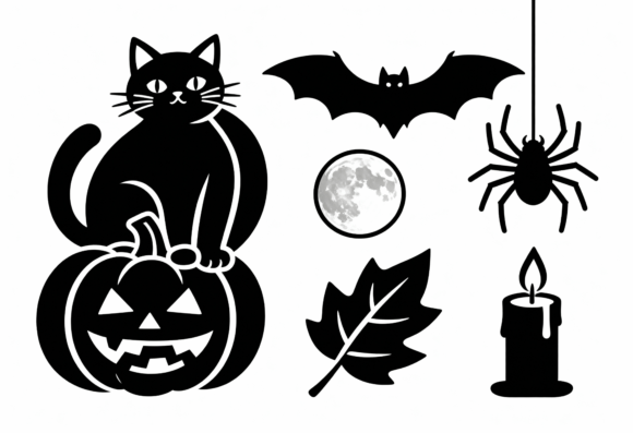 Black Cat Pumpkin Halloween Clipart