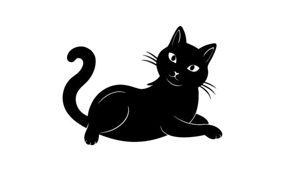 Black Cat Silhouette Lying Down