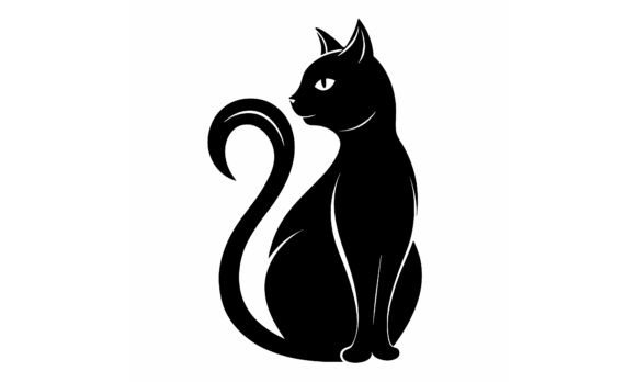 Black Cat Silhouette Sitting Proudly