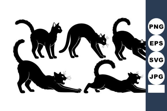 Black Cat Silhouettes Vector