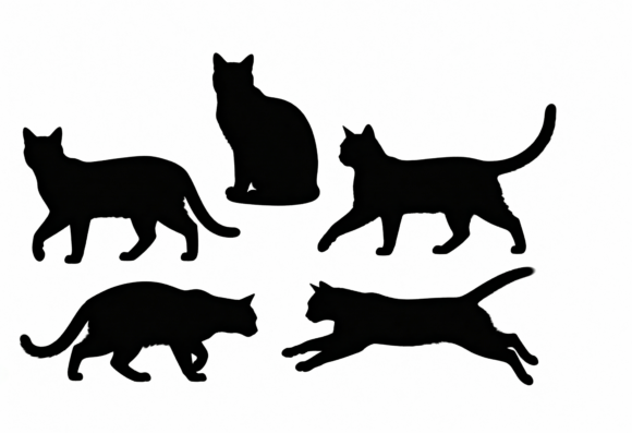 Black Cat Silhouettes Vector Art
