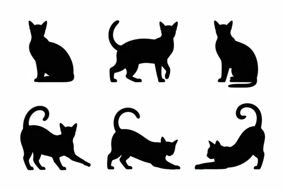 Black Cat Silhouettes Vector Design