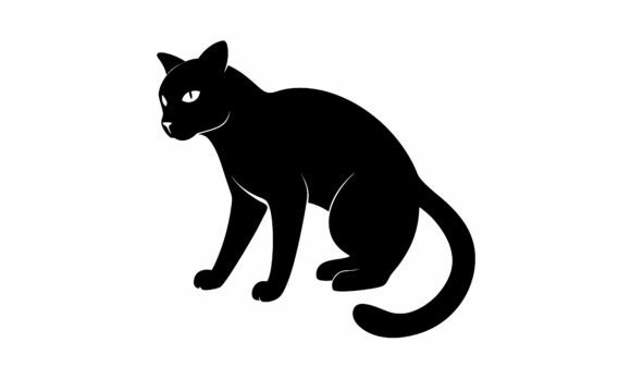 Black Silhouette Cat Sitting