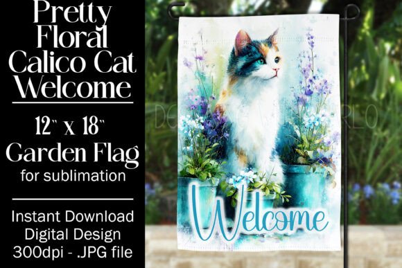 Cat Garden Flag Sublimation Design F2