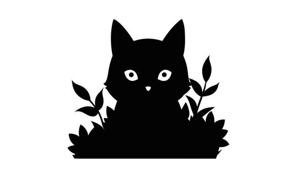 Cat in the Bush Silhouette Artwork