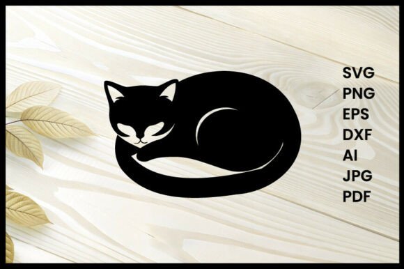 Cat Sleeping Curled Up Silhouette Vector