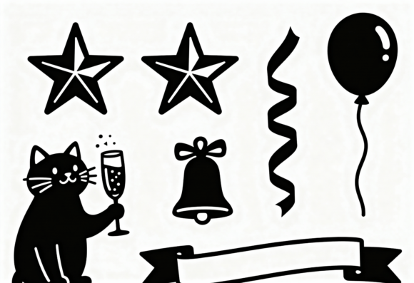Cute Cat Celebration Clip Art