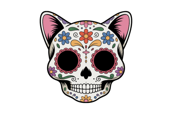 Day of the Dead Cat Skull