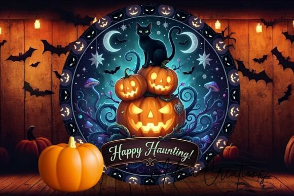 Halloween Black Cat Happy Haunting Png