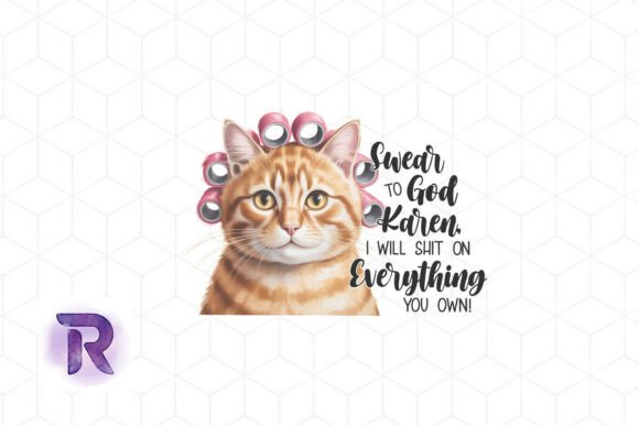 Humorous Cat Rollers Sublimation PNG