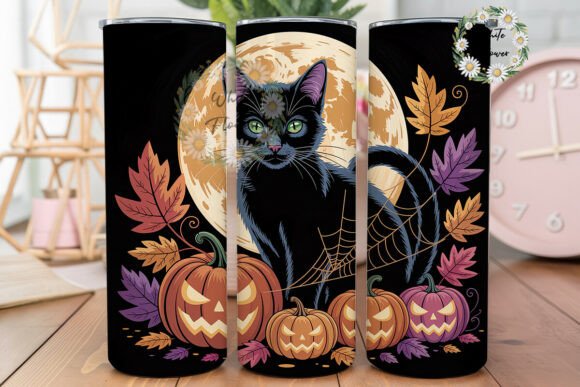 Mystical Halloween Cat Tumbler Wrap
