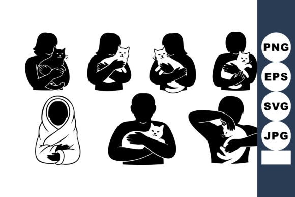 Person Holding Cat Silhouettes