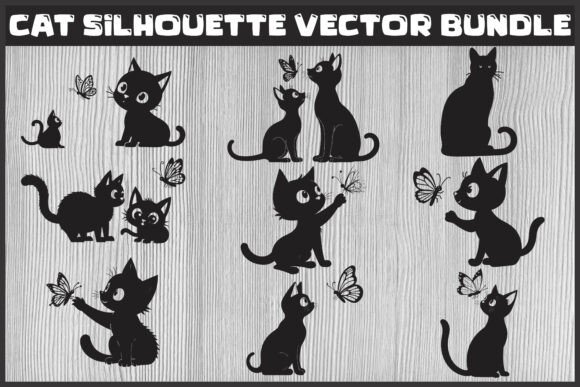 Playful Cat Silhouette Vector Bundle