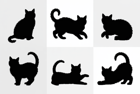 Silhouette Collection of Cat Poses