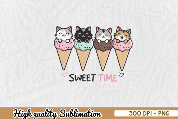 Sweet Time Summer Lovely Cat PNG