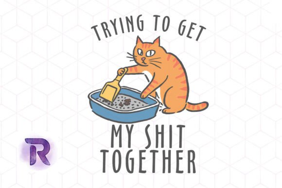 Trying to Get My Things Done Cat PNG