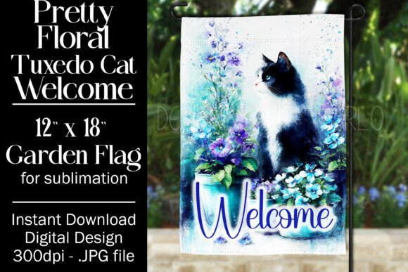 Tuxedo Cat Garden Flag Sublimation, F4