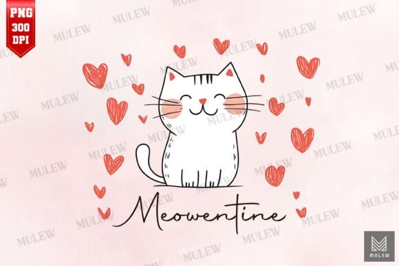 Valentine Cat Meowentine Sublimation PNG