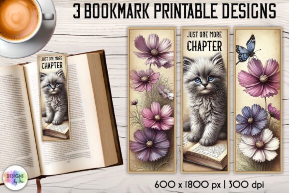 Vintage Floral and Kitten Printable Book